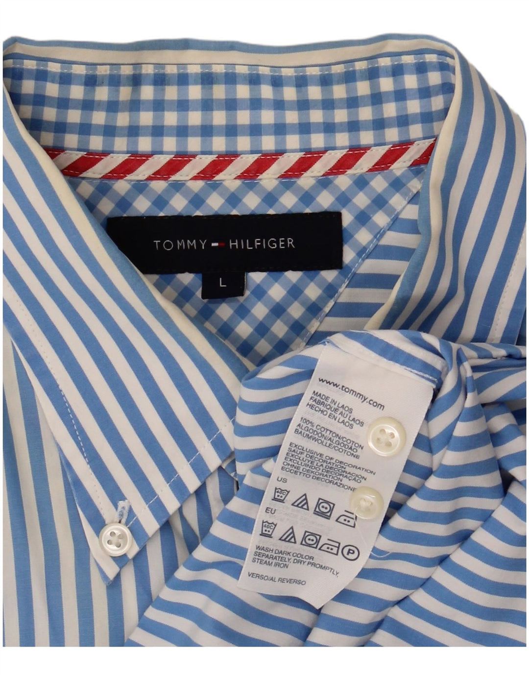 TOMMY HILFIGER Chemise Homme Large Bleu Rayé Coton