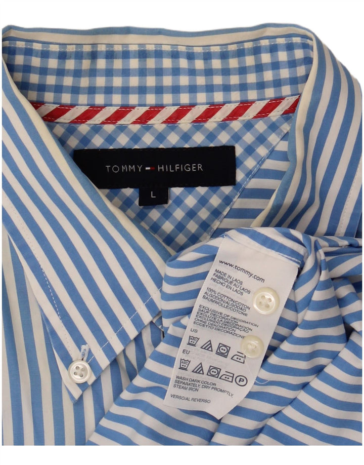 TOMMY HILFIGER Chemise Homme Large Bleu Rayé Coton