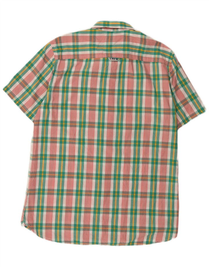 Crew Clothing Chemise à manches courtes pour homme en coton à carreaux vert moyen