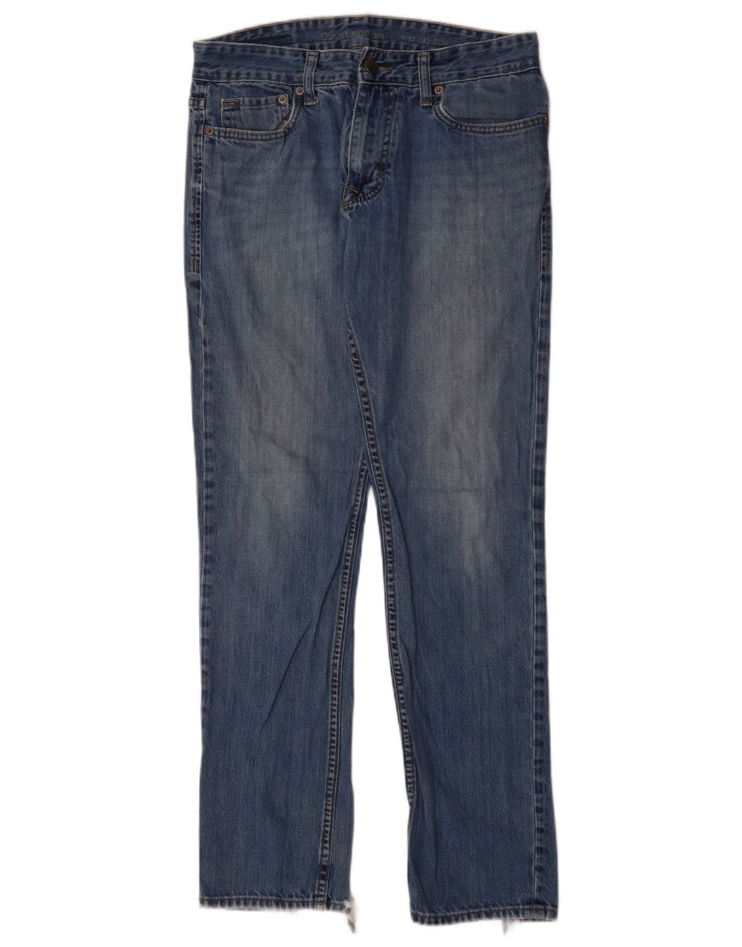 CALVIN KLEIN Jean Slim Homme W32 L32 Bleu Coton
