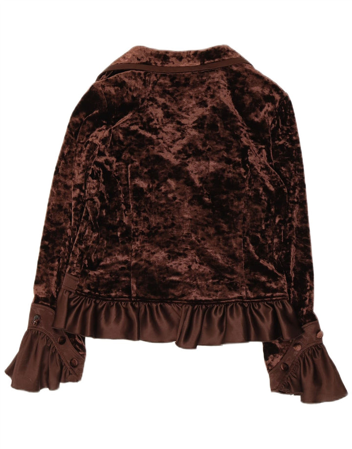 JOSEPH RIBKOFF Chemisier en velours pour femme UK 16 Large Marron Polyester