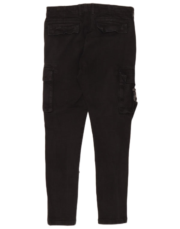 Zara Pantalon cargo skinny pour homme EU 40 Medium W31 L29 Coton noir