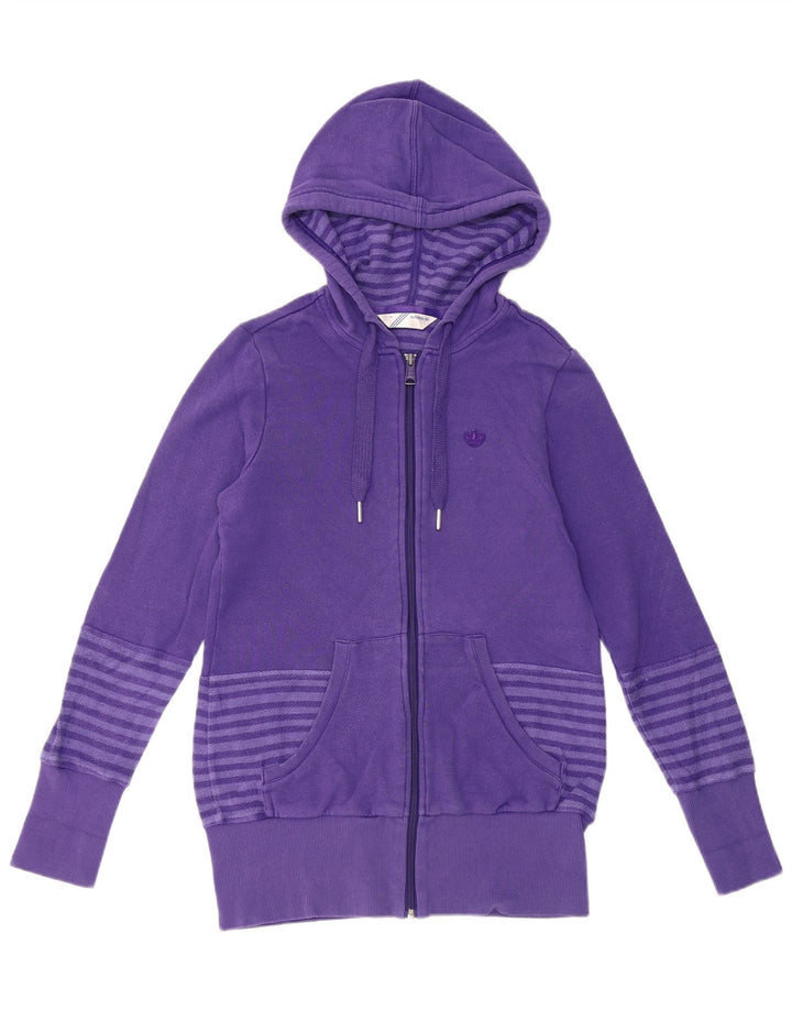 ADIDAS Pull à capuche zippé pour femme EU 38 Coton rayé violet moyen