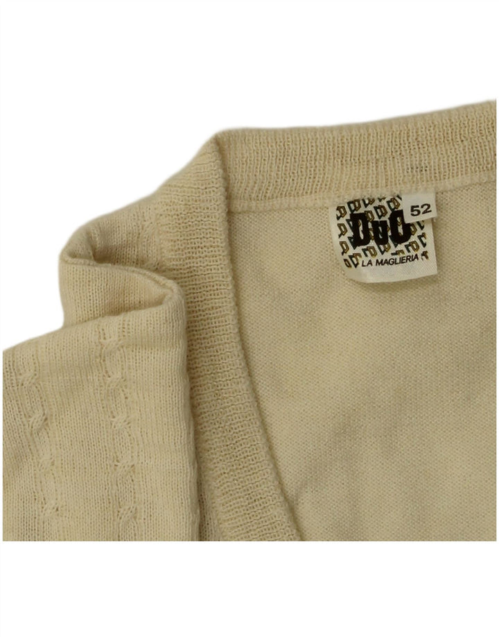 vintage Homme Col V Pull Pull IT 52 Grande Laine Beige
