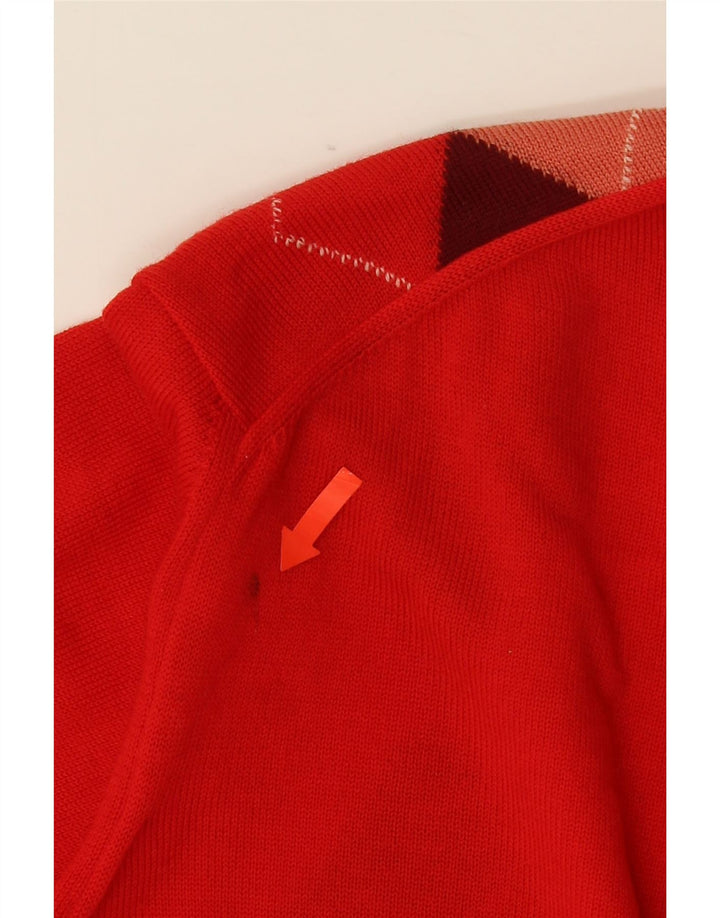VINTAGE Pull col V pour homme Rouge moyen Argyle/Diamant