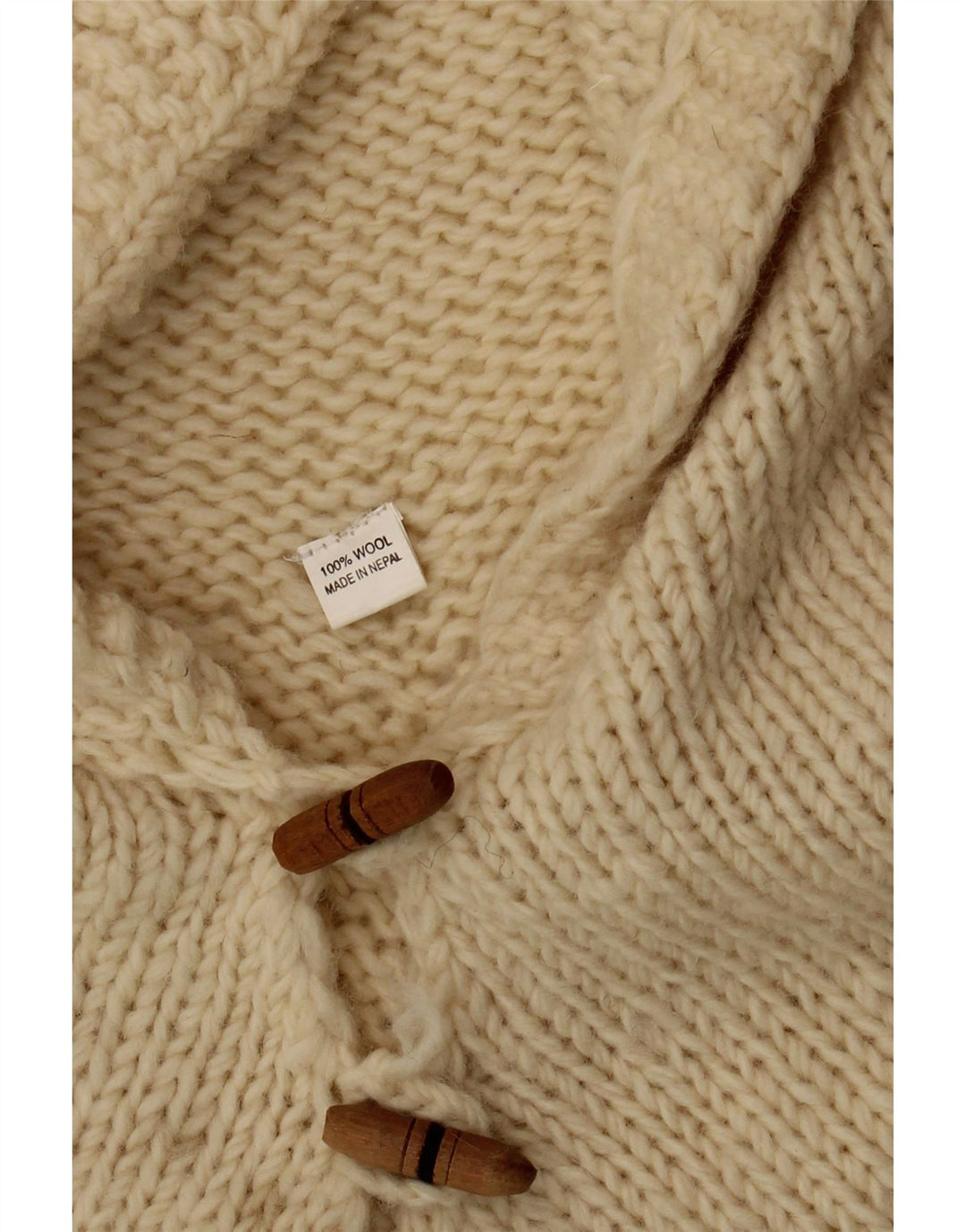 vintage Femme Poncho à capuche Jumper One Size Off White Wool