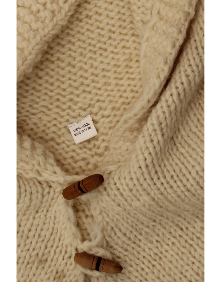 vintage Femme Poncho à capuche Jumper One Size Off White Wool