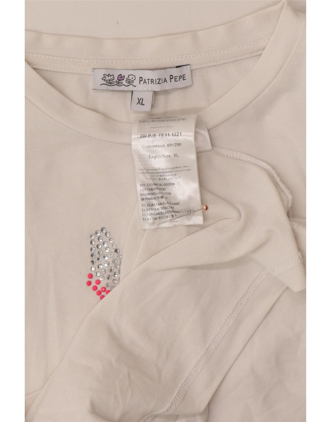 PATRIZIA PEPE Haut Graphique Fille Manches Longues 7-8 ans XL Coton Blanc