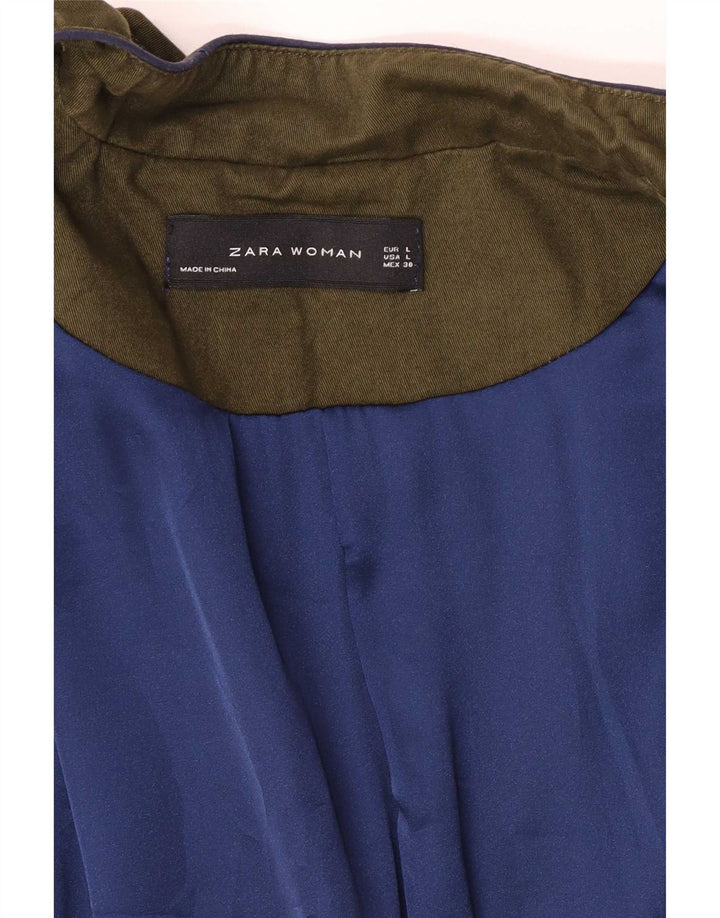 Zara Veste militaire ouverte pour femme UK 14 Large Vert