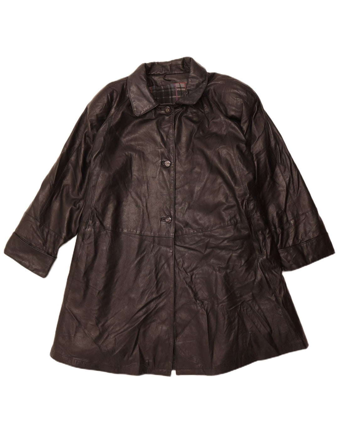 manteau en cuir surdimensionné femme vintage IT 56 Grand cuir noir