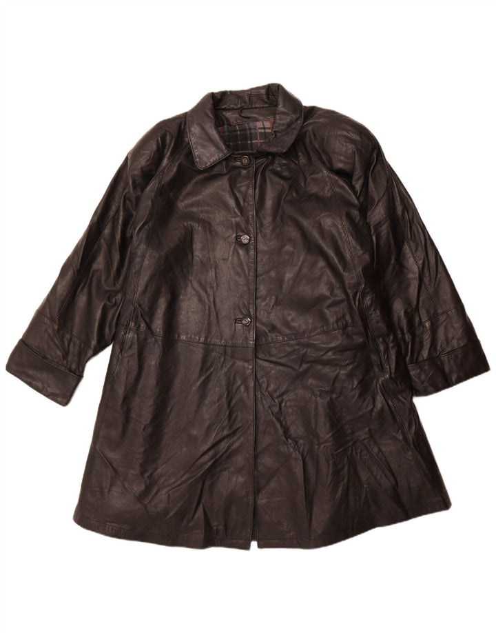 manteau en cuir surdimensionné femme vintage IT 56 Grand cuir noir