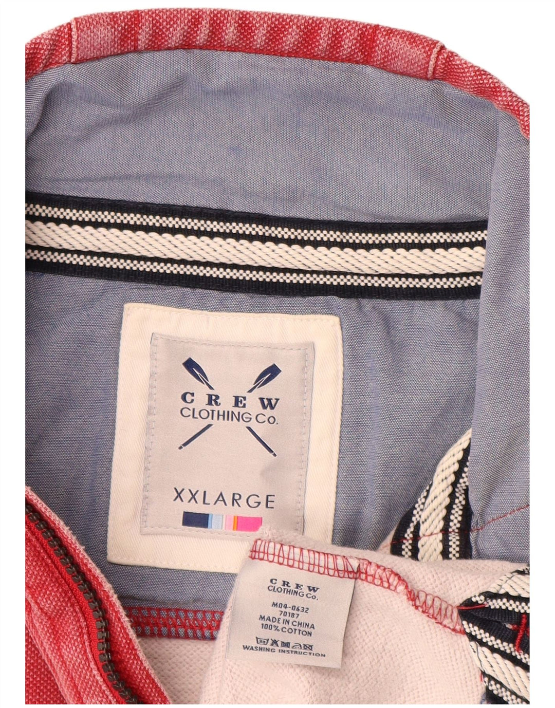 Crew Clothing Sweat-shirt à col zippé pour homme en coton rouge 2XL