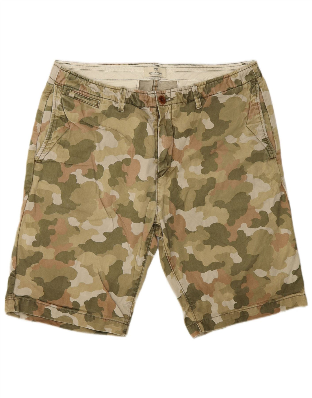 SCOTCH & SODA Short Chino Homme W33 Kaki Moyen Camouflage Coton
