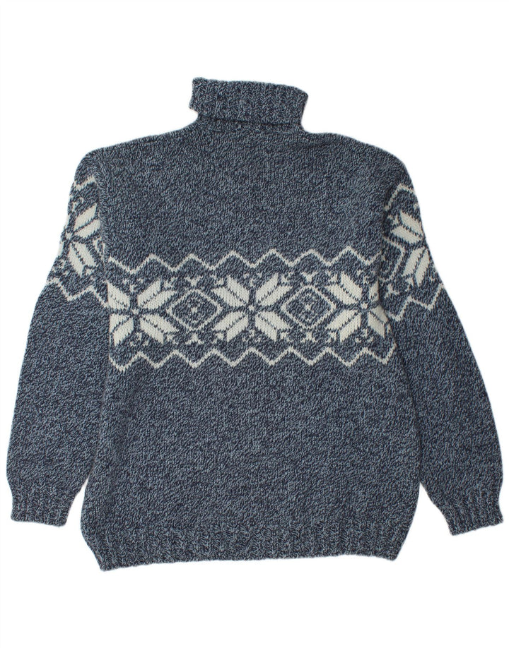 Barbieri Pull col roulé pour homme XL Bleu marine Fair Isle