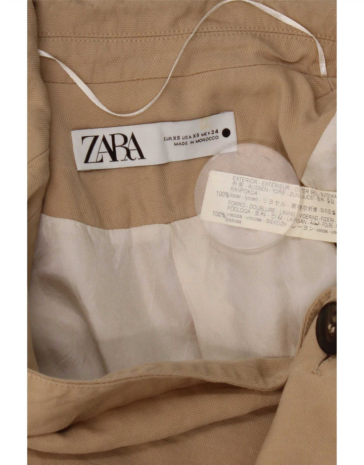 Zara Veste Blazer 1 Bouton Femme UK 6 XS Beige Lyocell