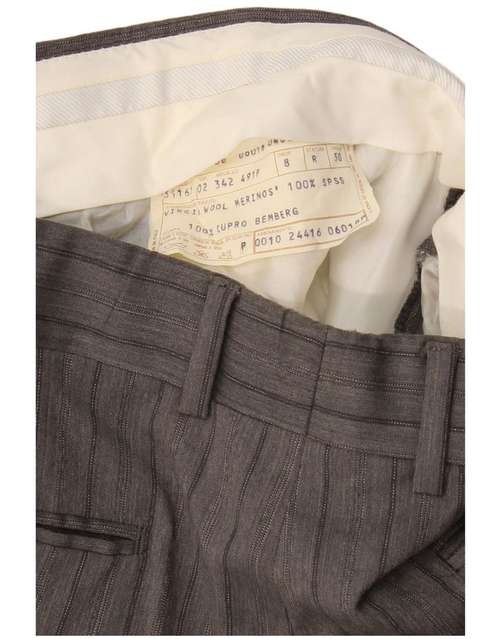 VINTAGE Pantalon de costume chevillé pour homme IT 50 Large W30 L32 Gris Rayé