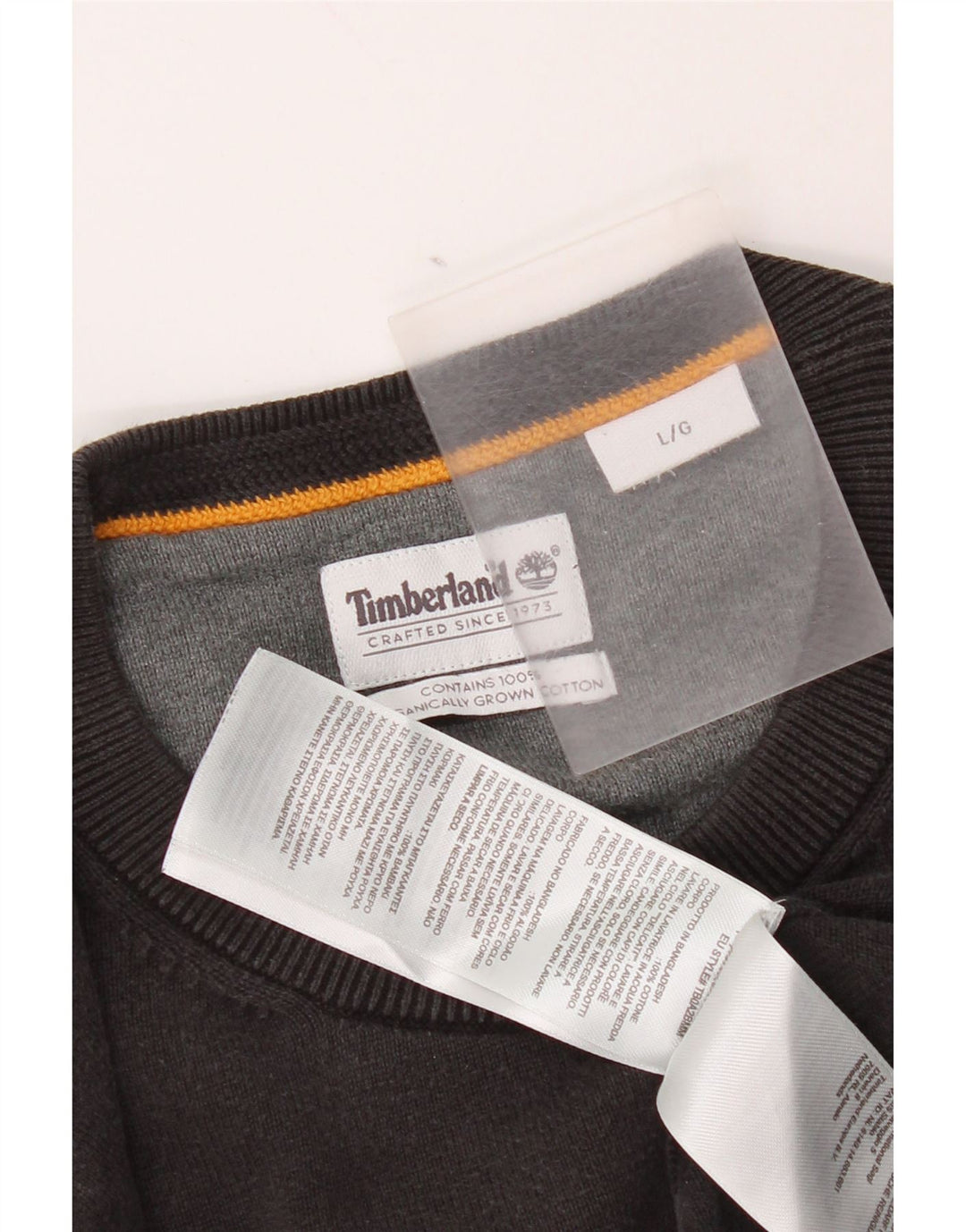 Timberland Pull à col rond pour homme en coton noir Large