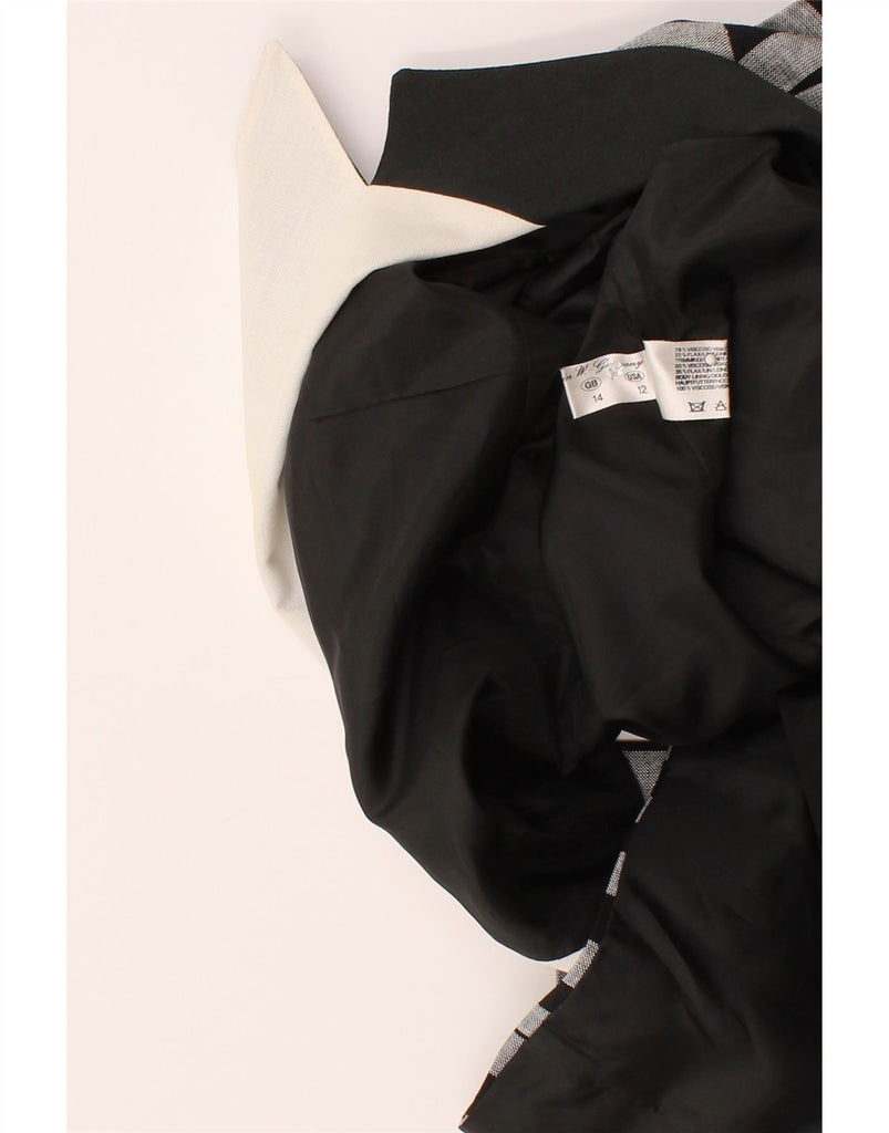 BASLER Womens 1 Button Blazer Jacket UK 14 Large Black Striped Viscose Vintage Basler and Second-Hand Basler from Messina Hembry 