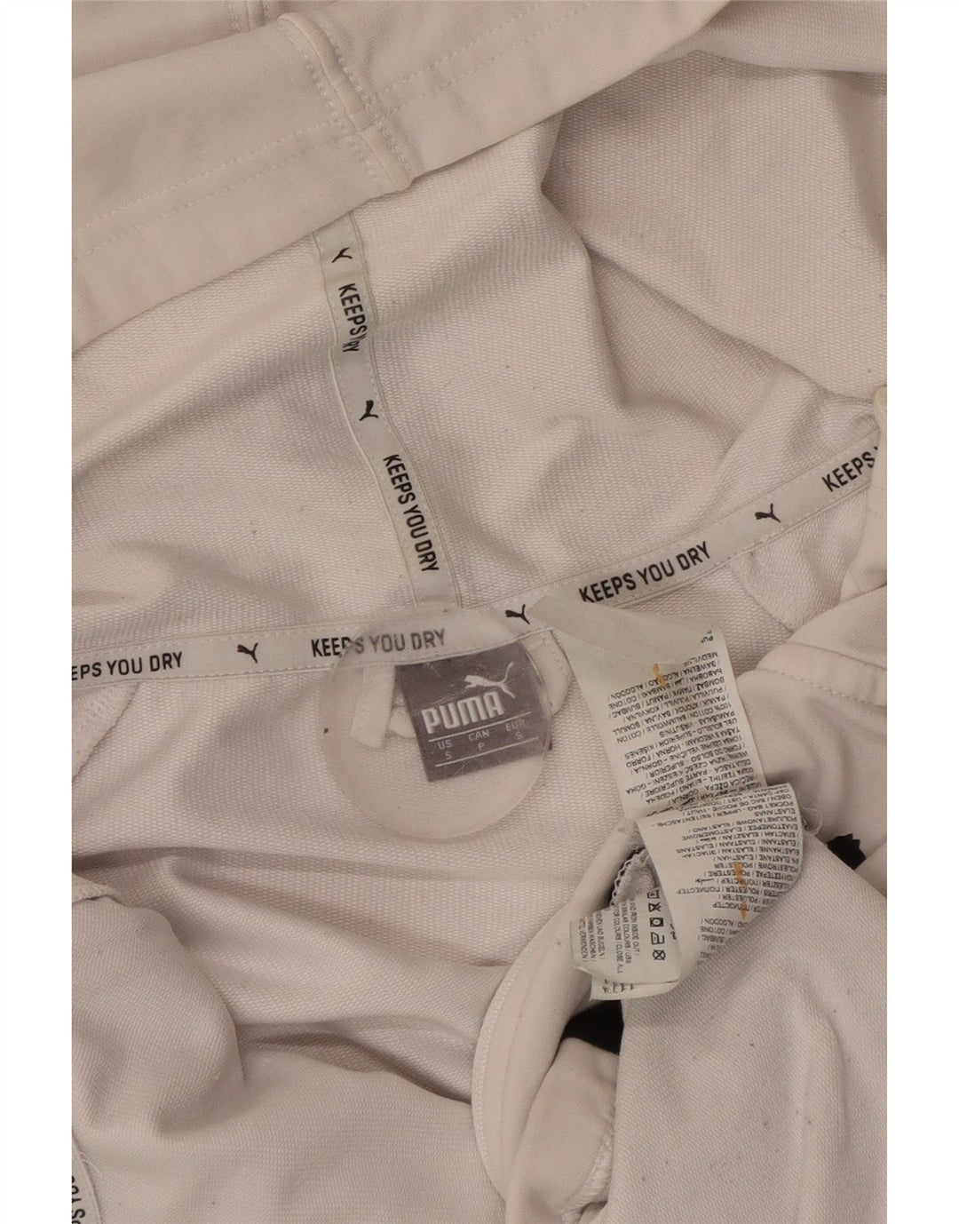 PUMA Pull à capuche zippé graphique pour femme UK 10 Small Blanc Colorblock