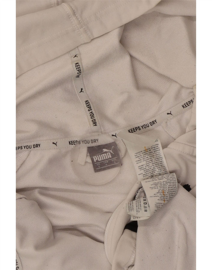 PUMA Pull à capuche zippé graphique pour femme UK 10 Small Blanc Colorblock