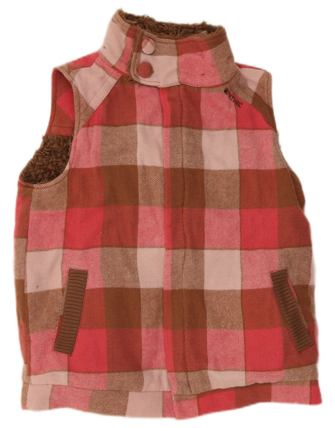 Animal Gilet réversible pour femme UK 44 Medium Pink Check