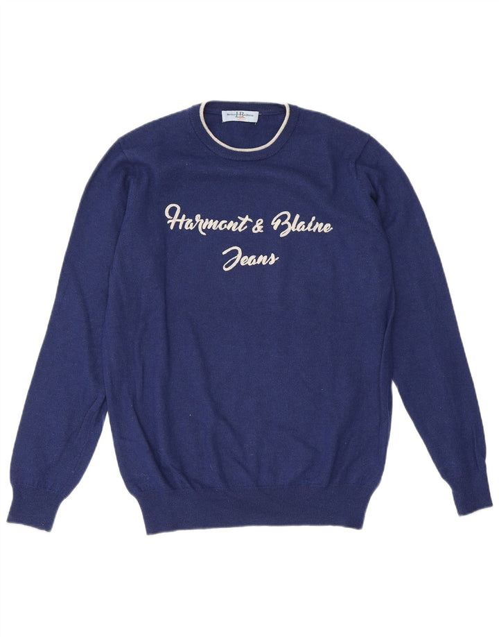Harmont & Blaine Pull Graphique Ras du Cou Homme Bleu Marine Moyen