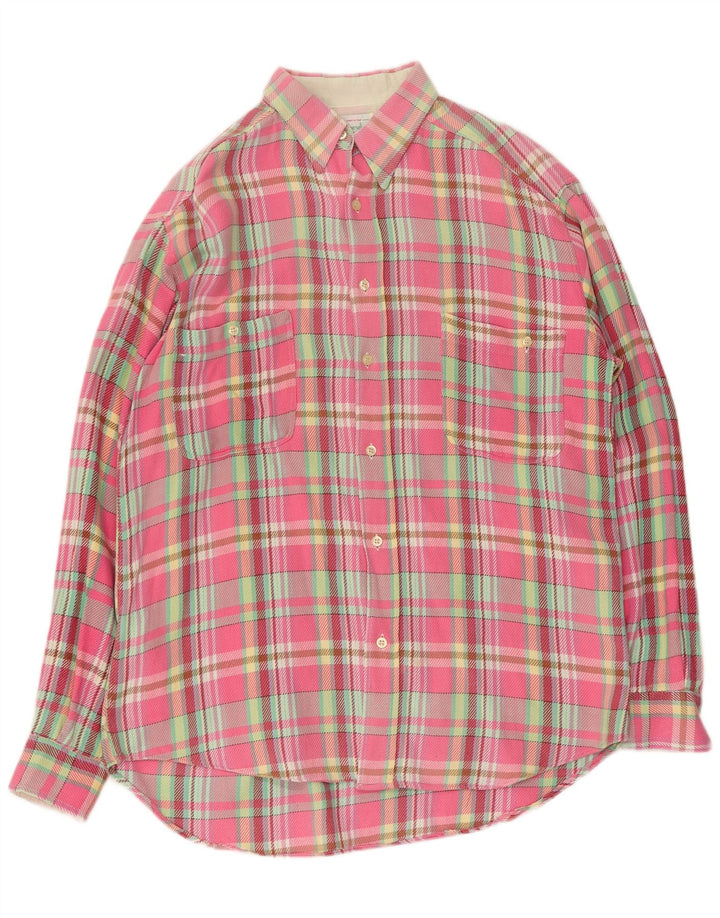 Benetton Chemise En Flanelle Grand Carreau Rose Coton Homme