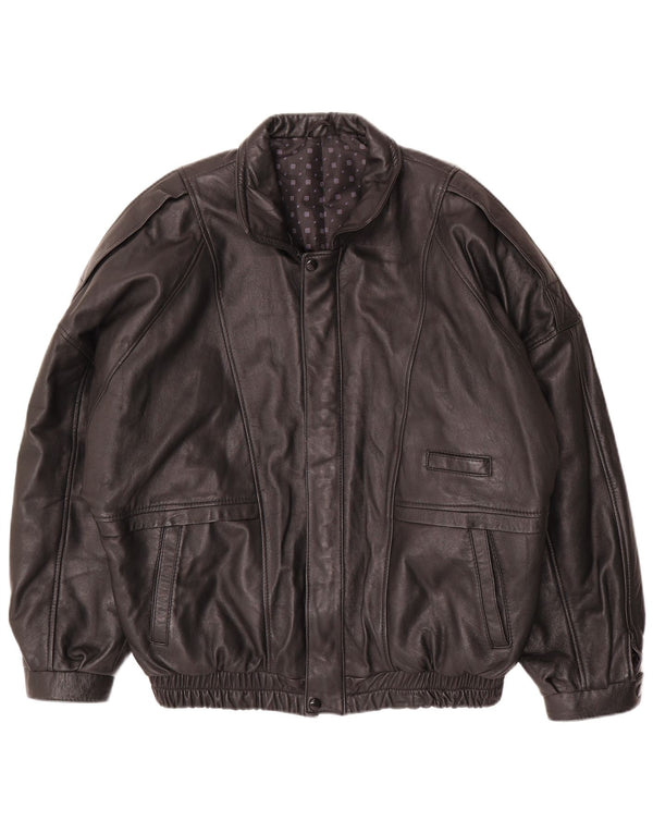 veste en cuir homme vintage EU 50 Grand Noir