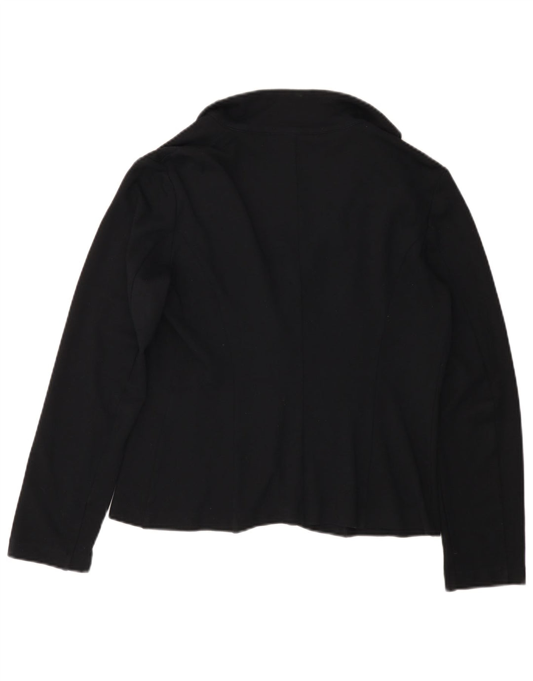 BENETTON Veste blazer 1 bouton pour femme UK 16 Large Noir Viscose