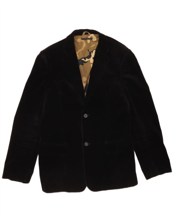 Sisley Veste blazer en velours à 2 boutons pour homme IT 50 Large Noir Coton