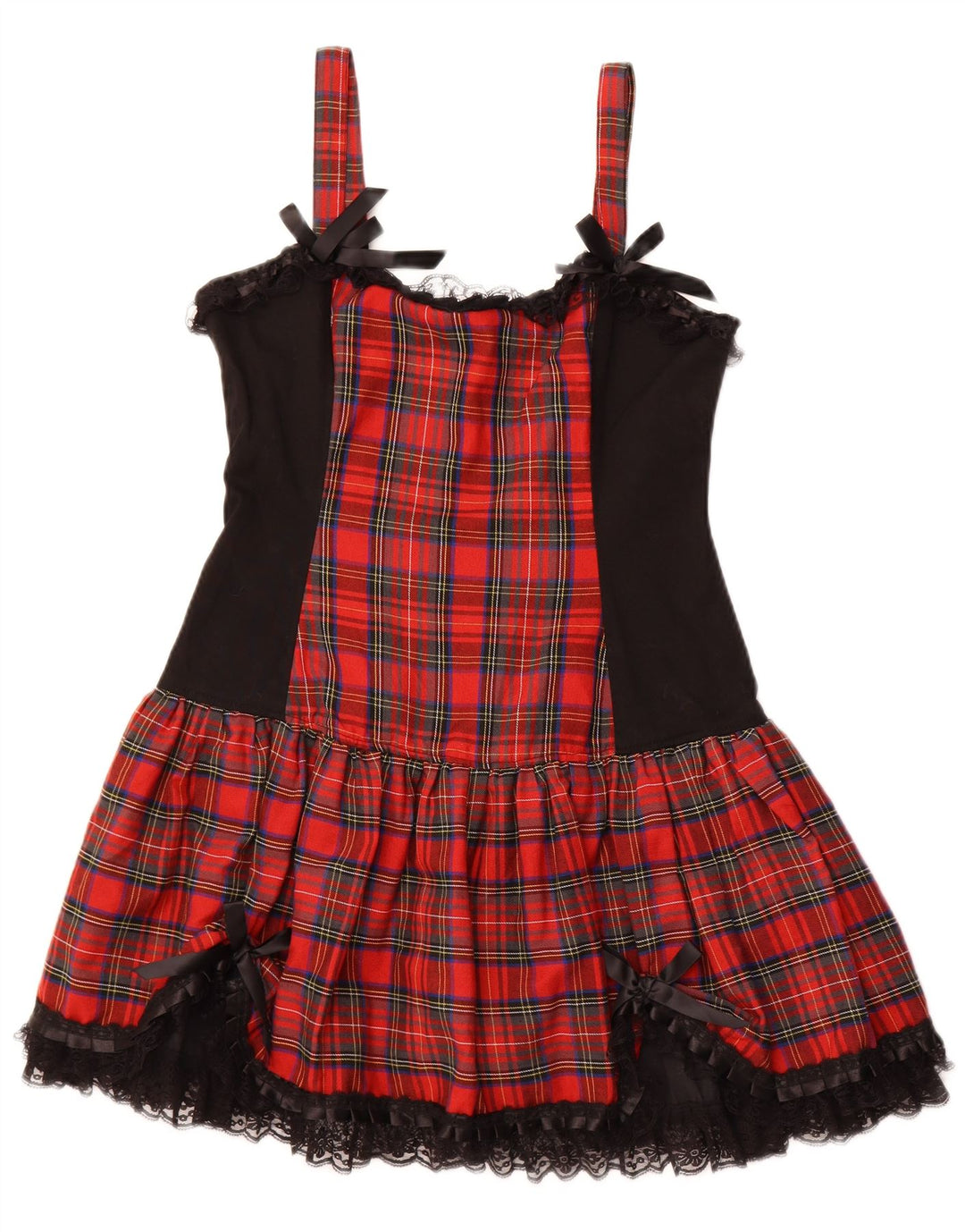 VINTAGE Femme Robe A-Line sans manches UK 16 Grand Coton à Carreaux Rouge