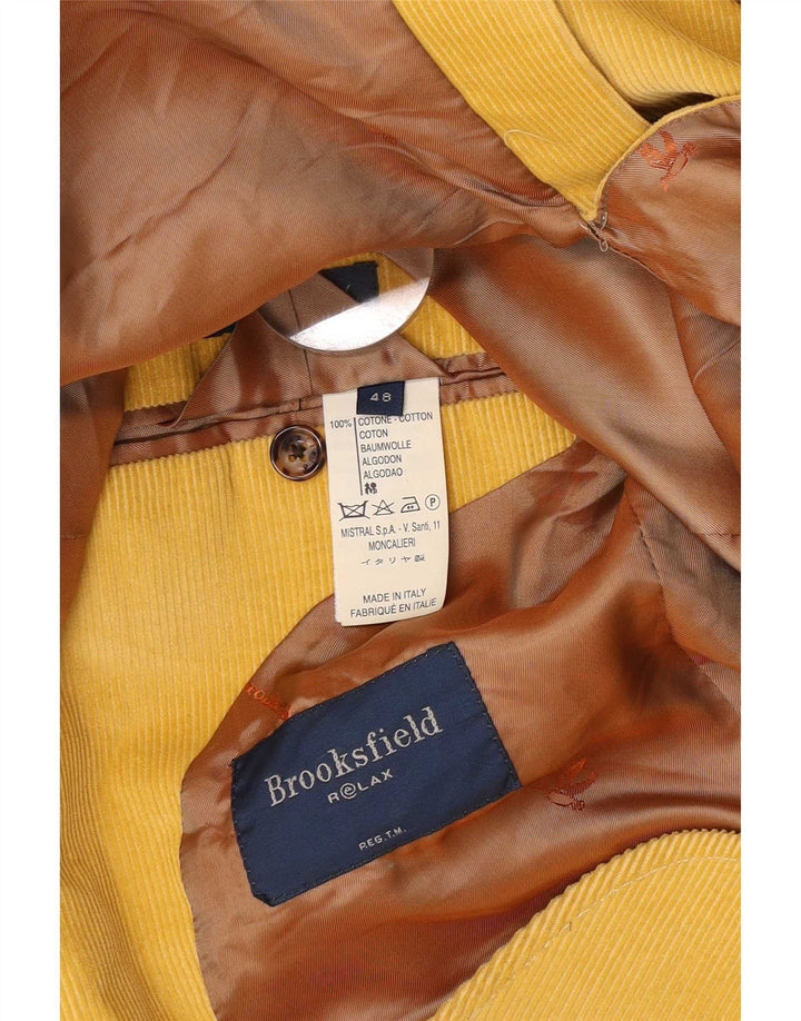 Brooksfield Veste blazer en velours côtelé à 3 boutons pour homme IT 48 en coton jaune moyen
