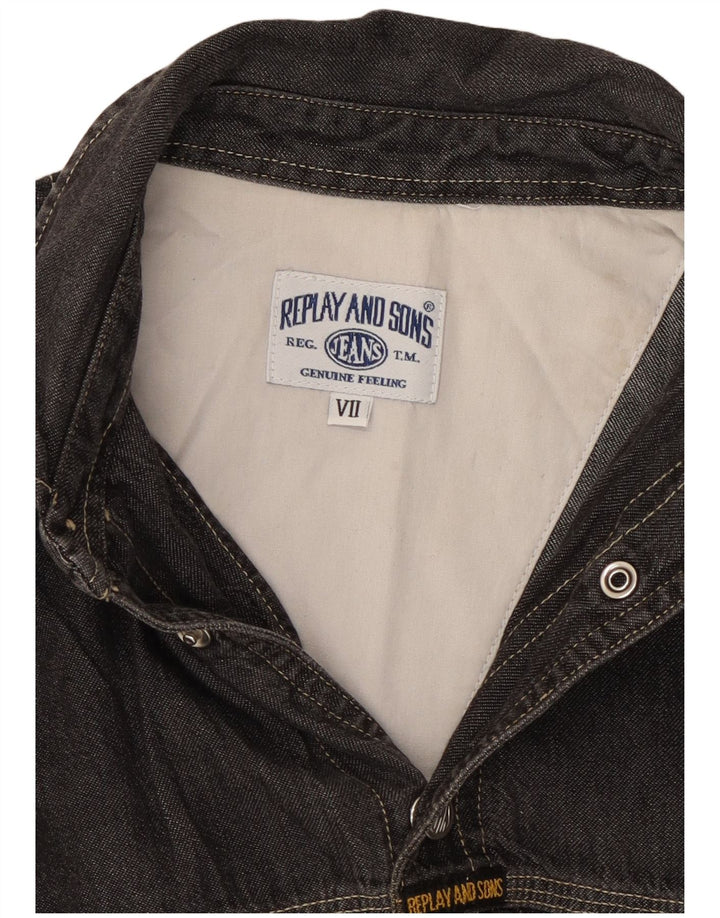 Replay Chemise en Jean Petit Gris Coton Homme