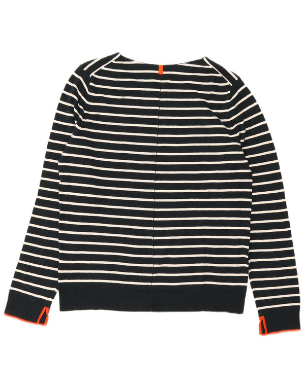 Jigsaw Pull col bateau pour femme UK 14 Bleu marine moyen rayé