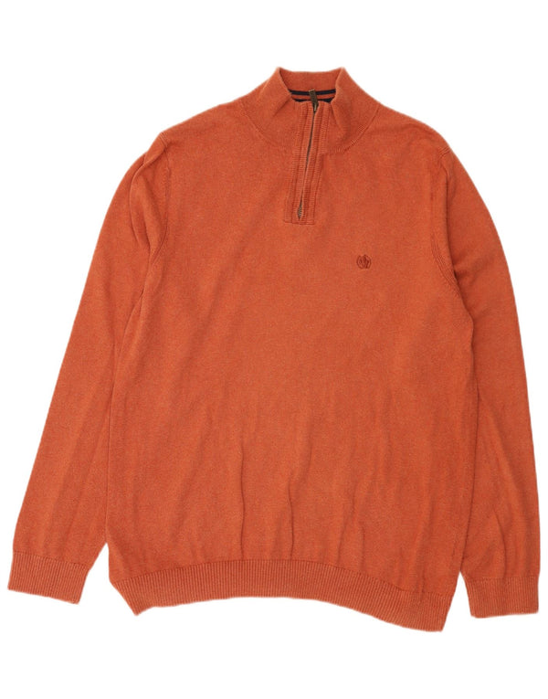 Fat Face Pull col zippé pour homme en coton orange Taille L