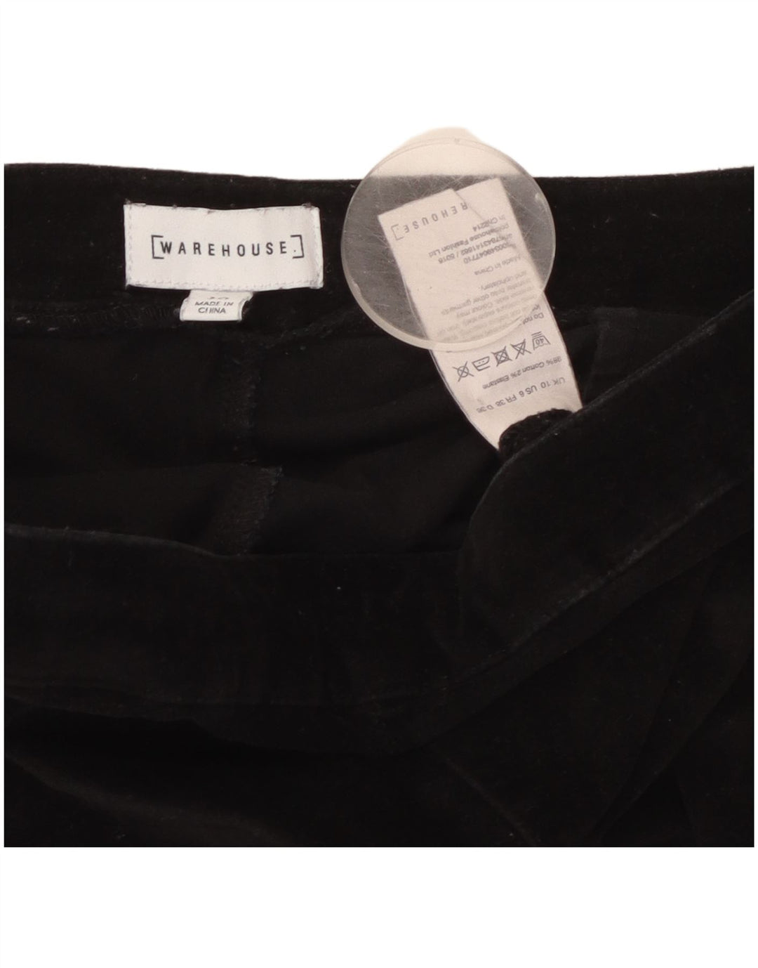 WAREHOUSE Pantalon décontracté slim en velours pour femme UK 10 Small W30 L27 Noir