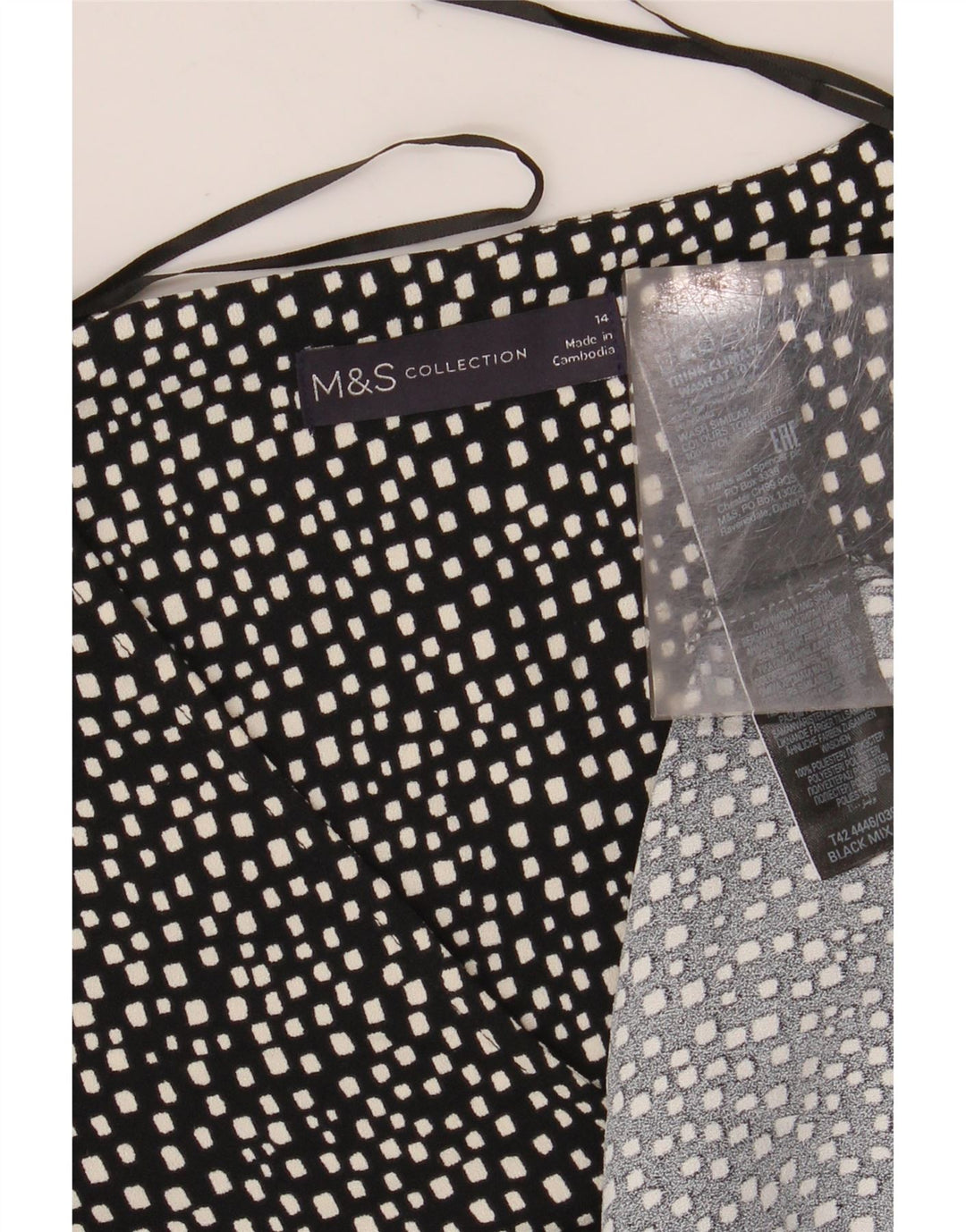 MARKS & SPENCER Robe droite pour femme UK 44 Grand Noir Géométrique Polyester