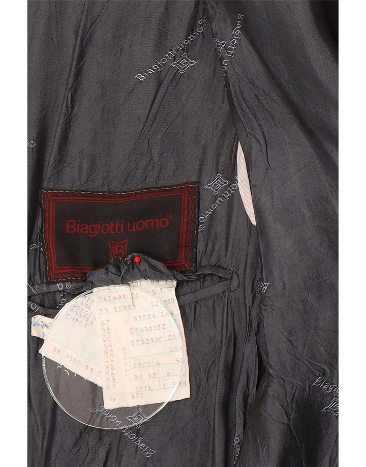 Biagiotti Veste Blazer 2 Boutons Homme IT 50 Large Gris Laine