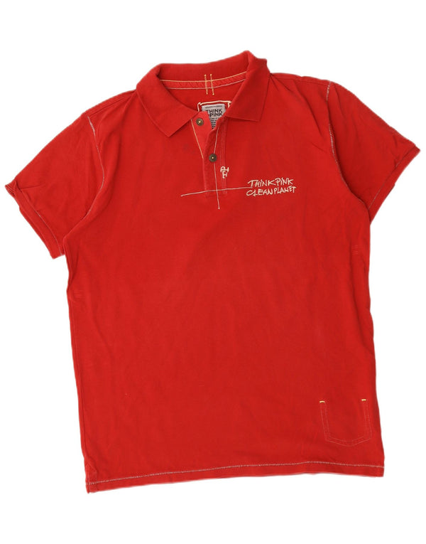 Think Pink Polo Homme XL Rouge Coton