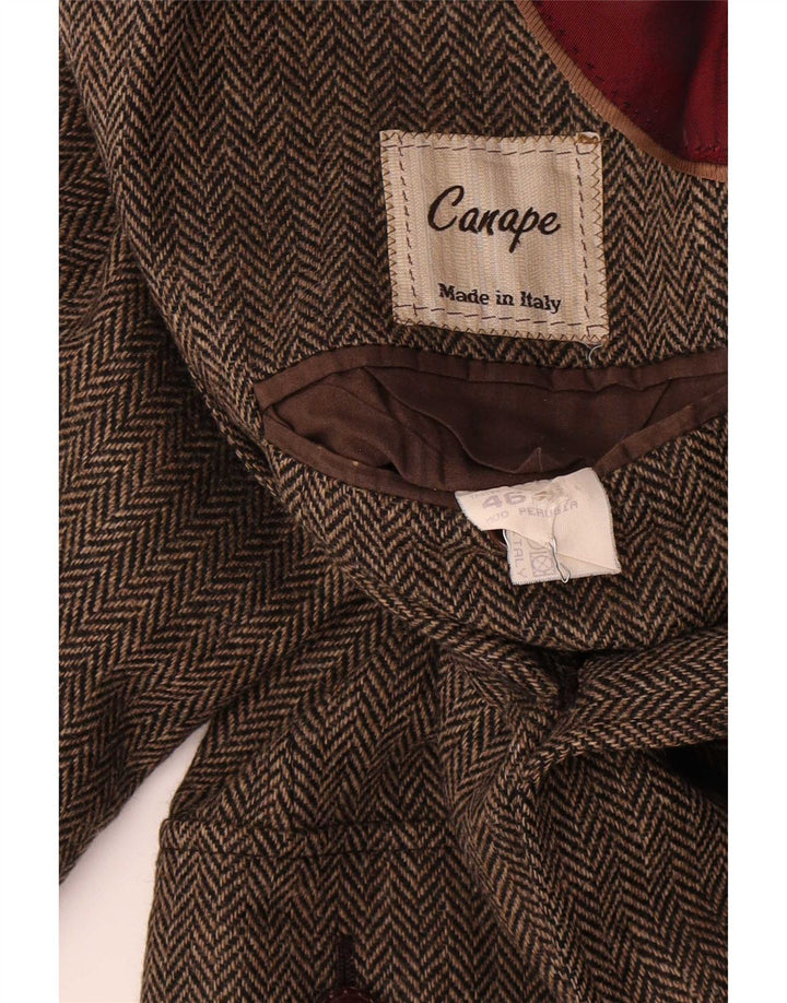 vintage Mens 2 Button Blazer Jacket IT 46 Petite laine à chevrons marron