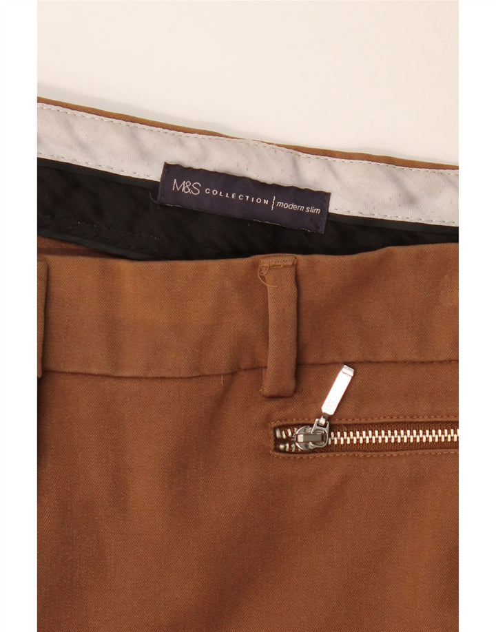 Marks & Spencer Pantalon décontracté moderne et slim pour femme W32 L28 Marron