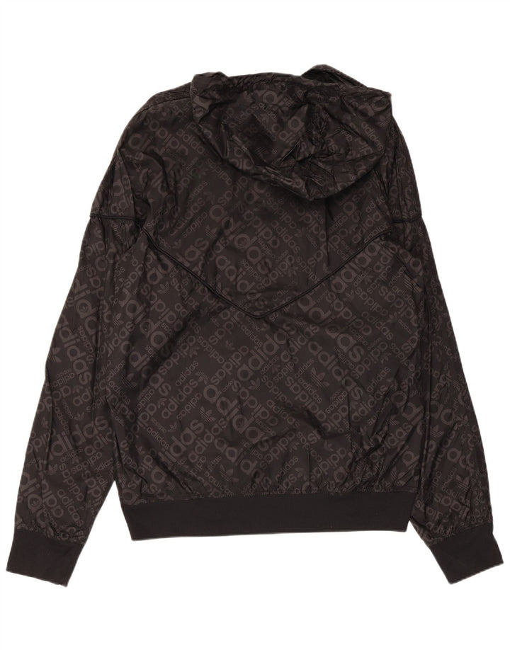 ADIDAS Veste de pluie à capuche graphique pour homme UK 38 Medium Noir Polyamide