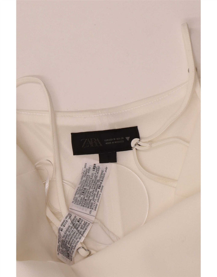 Zara Femme Cami Top UK 12 Medium Blanc Colorblock Polyester