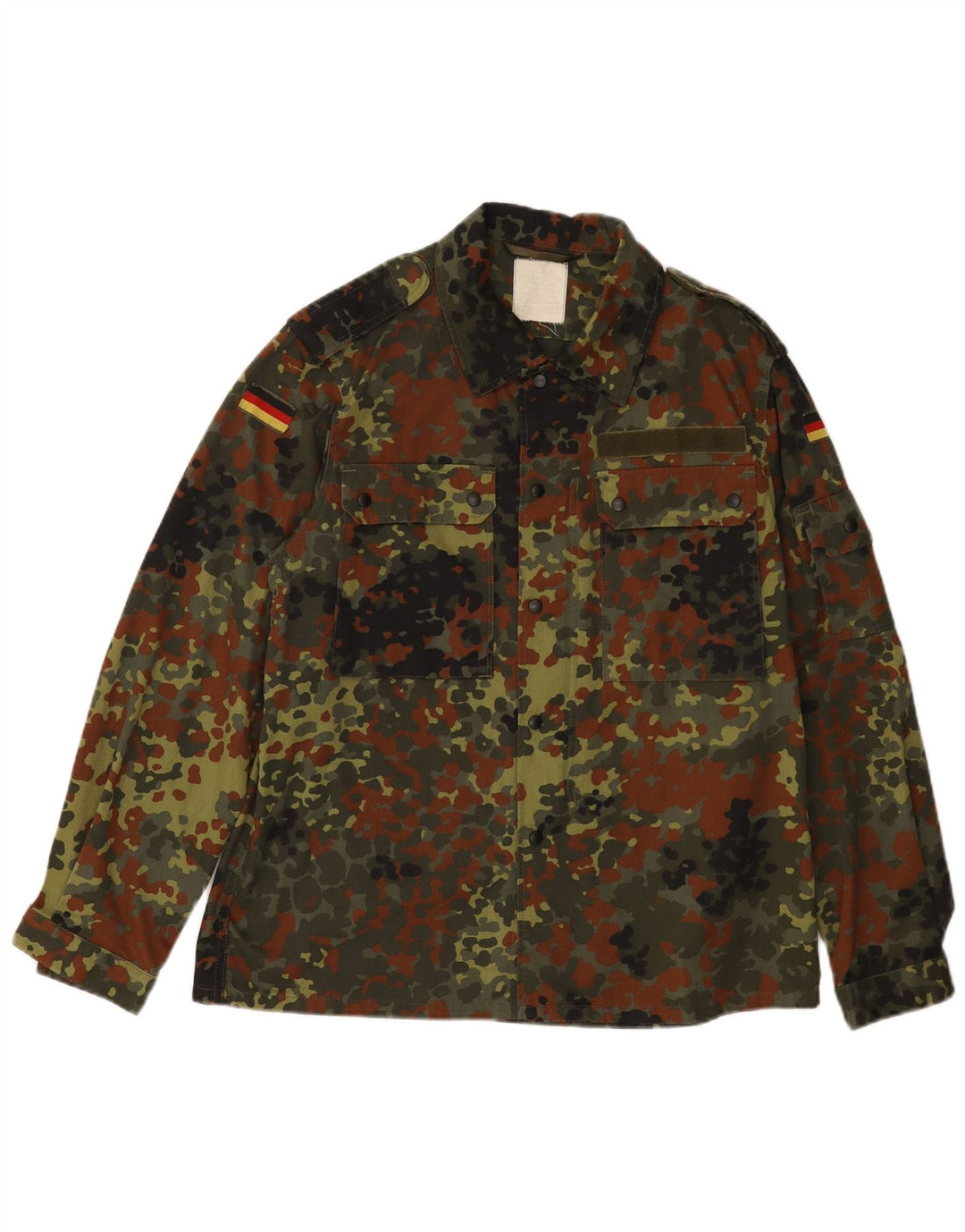 Chemise militaire vintage pour hommes UK 38 Coton camouflage kaki moyen