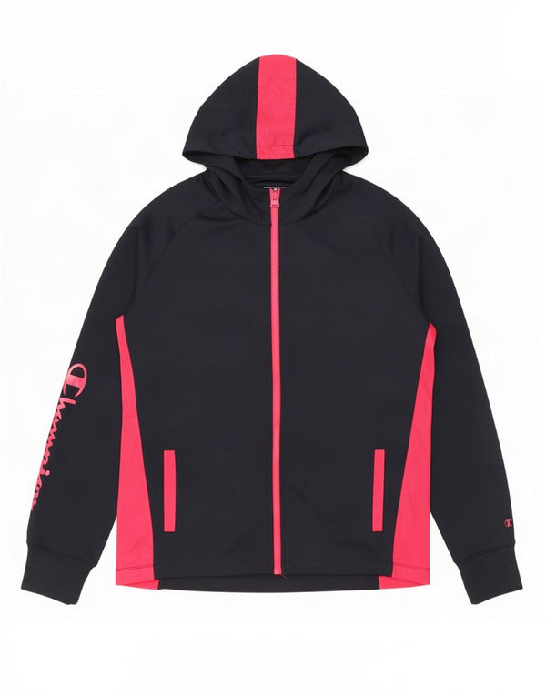Champion Pull à capuche zippé pour femme UK 14 Large Bleu marine Colourblock