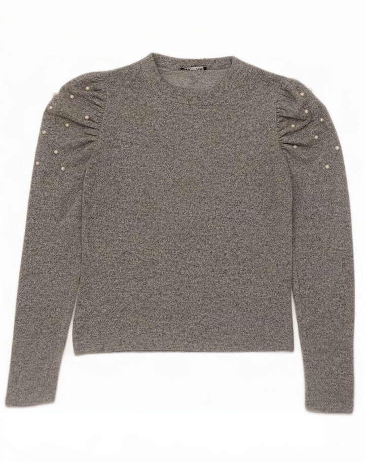 Zara Chemisier à manches longues pour femme UK 42 Viscose mouchetée gris moyen