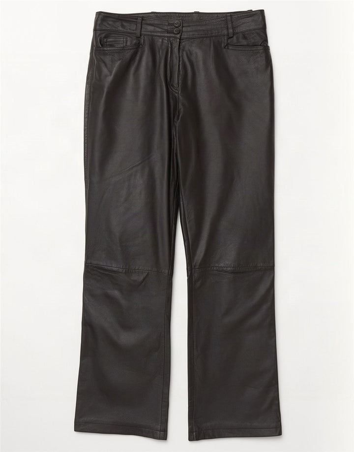 K.K.Berlin Pantalon droit en cuir pour femme EU 40 Medium W32 L29 Noir