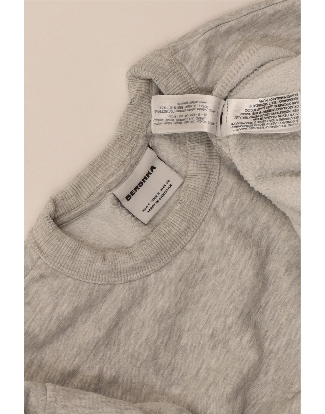 BERSHKA Sweat-shirt surdimensionné pour femme UK 10 Petit coton moucheté gris
