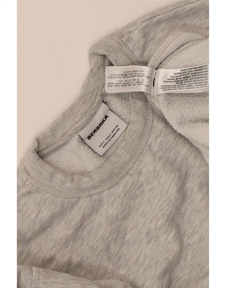 BERSHKA Sweat-shirt surdimensionné pour femme UK 10 Petit coton moucheté gris