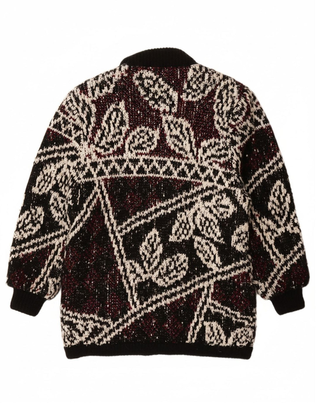 JEFFREY BROWNLEADER Manteau en tricot pour femme UK 14 Acrylique floral noir moyen